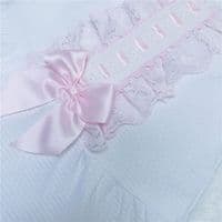 Baby Girl White Waffle Faux Fur Trim Dress Pink Bow 