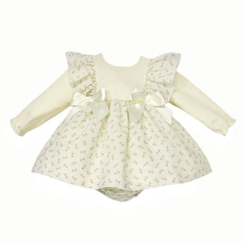 Baby Girl Yellow Floral Frilly Shoulder Dress with Pants "MYD25218"