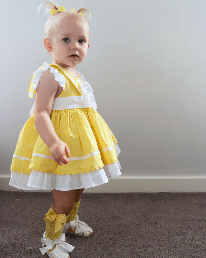 Mustard color top baby girl dress