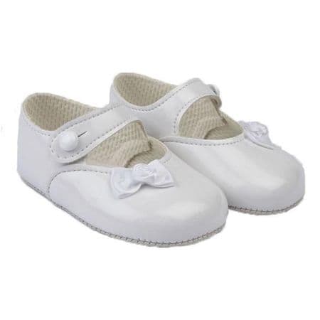 Baby Girls Little Bow Patent Pram Shoes 