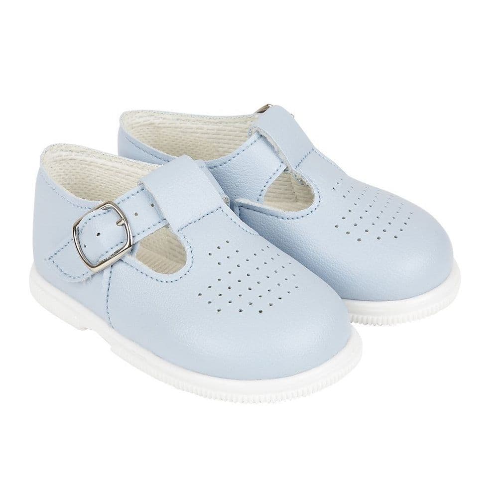 Baby Girls Matt T-Bar Punch Detail Hard Sole Shoes