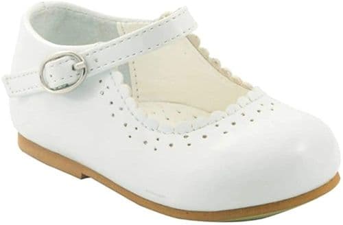 Baby Girls Patent Bar Shoes "Emma White"