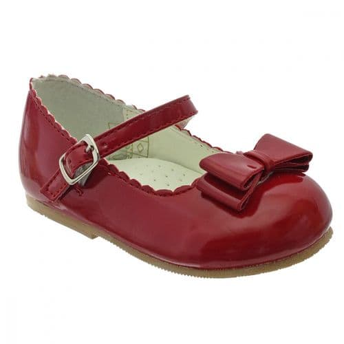 Baby Girls Patent Bow Shoes "Elena Red"