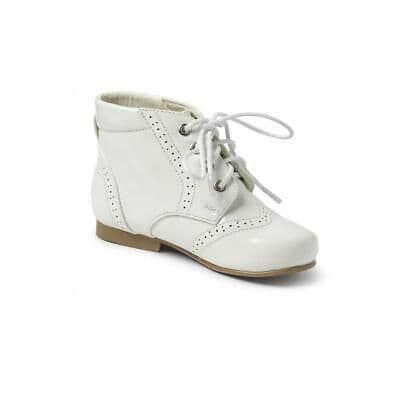 Baby Girls Patent Punch and Stitch Boots "Quinn White"