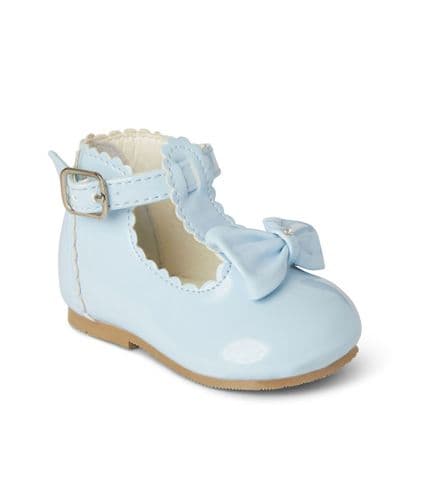 Baby Girls Patent T-Bar Bow Shoes "Sally Blue"