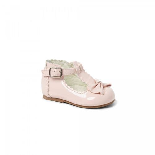 Baby Girls Patent T-Bar Bow Shoes "Sally Pink"