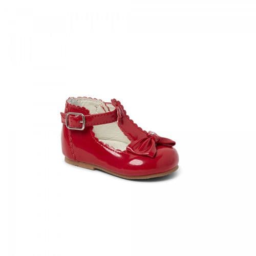 Baby Girls Patent T-Bar Bow Shoes "Sally Red"