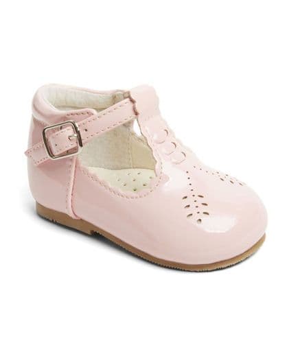 Baby Girls Patent T-Bar Cut Out Shoes "Jovi Pink"