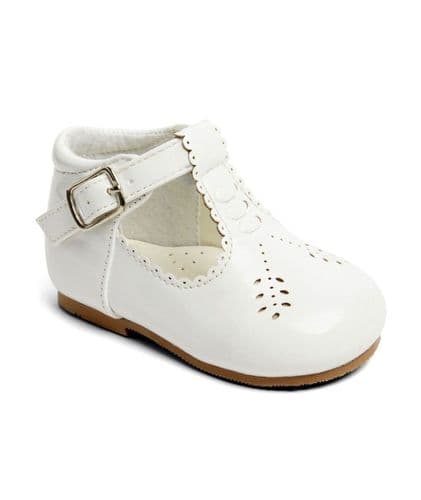 Baby Girls Patent T-Bar Cut Out Shoes "Jovi White"