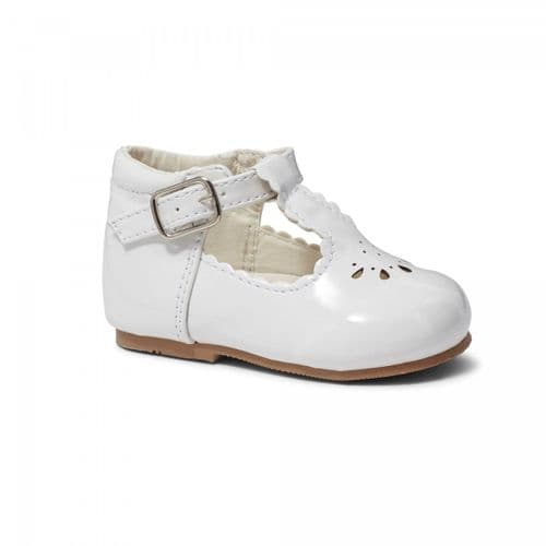 Baby Girls Patent T-Bar Shoes "Tia White"