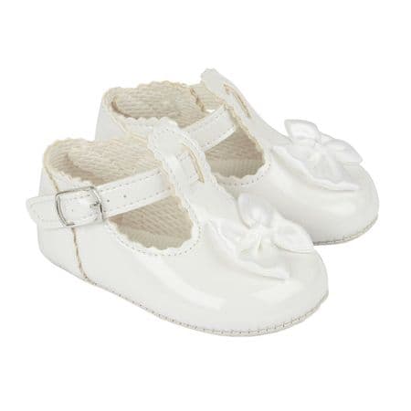 Baby Girls T-Bar & Bow Patent Pram Shoes 