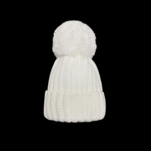 Baby Unisex White Large Pom Hat "KH041 White"