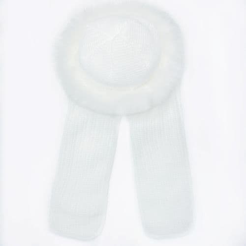 Baby White Russian Style Faux Fur Hat with Attached Scarf