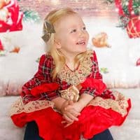 Beautiful Baby Girl Red Tartan Puff Ball Dress 