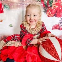 Beautiful Baby Girl Red Tartan Puff Ball Dress 