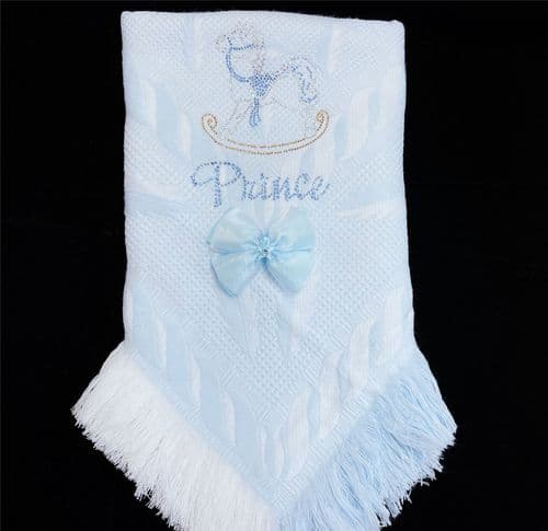 Blue Soft Shawl with Diamante Pattern Detached Bow "Blue Horse"