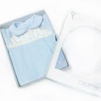 Calamaro Baby Boys Blue Cotton Velour Suit 