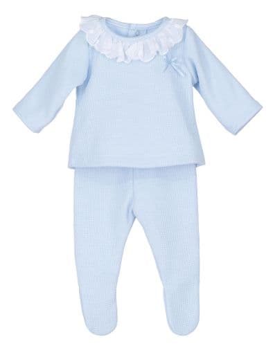 Calamaro Baby Girl Blue Cotton Suit "17741 Blue"