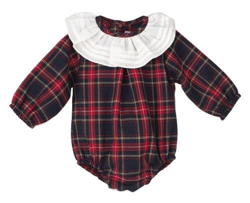 CALAMARO Baby Girl Red Red Tartan Romper "32418"