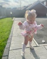 Cream & Pink Floral Romper with Shirt 