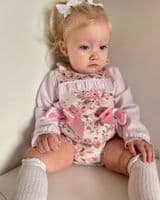 Cream & Pink Floral Romper with Shirt 