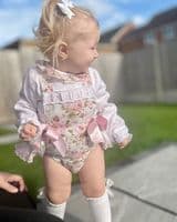 Cream & Pink Floral Romper with Shirt 