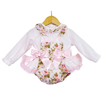 Cream & Pink Floral Romper with Shirt 