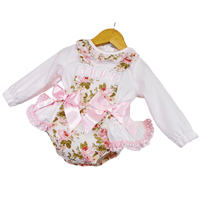 Cream & Pink Floral Romper with Shirt 