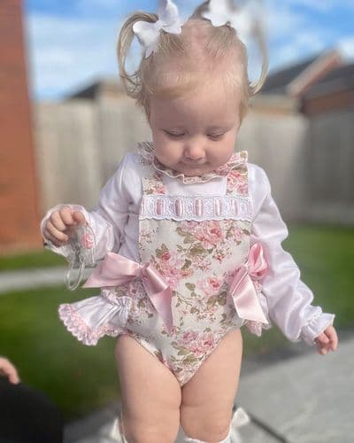 Cream & Pink Floral Romper with Shirt "MYD2261"