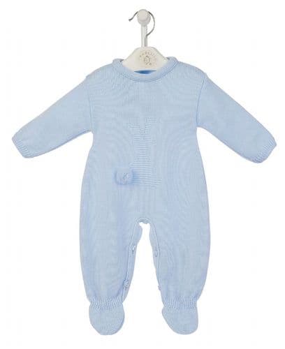 Dandelion Stunning Baby Boy Blue Bobtail Bunny Knitted Romper