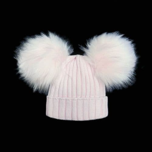 Gorgeous Baby Girl Double Fur Pom Hat Mega Pom