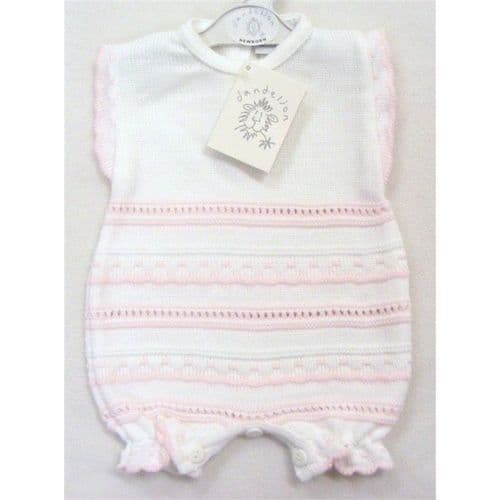 Gorgeous Baby Girl White Pink Stripe Knitted Romper