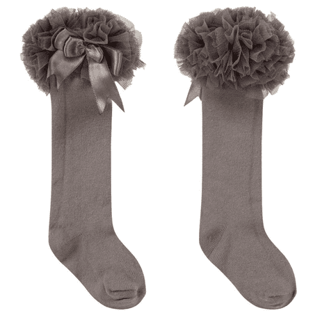 Grey Spanish Knee High Tutu Socks 