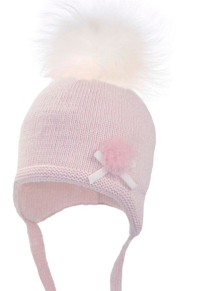Jamiks Kids Baby Girl Pink Wool Hat with Fur Pom "ALISENT Pink"
