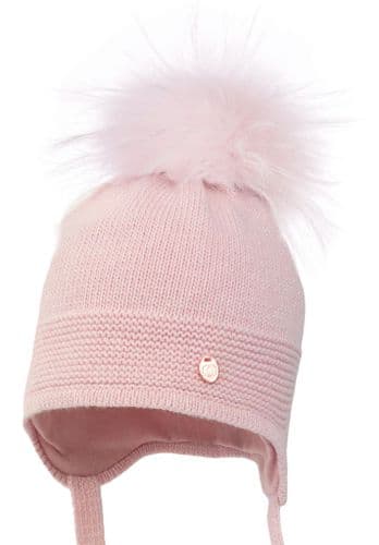 Jamiks Kids Baby Girl Pink Wool Hat with Fur Pom "BALACAR Pink"