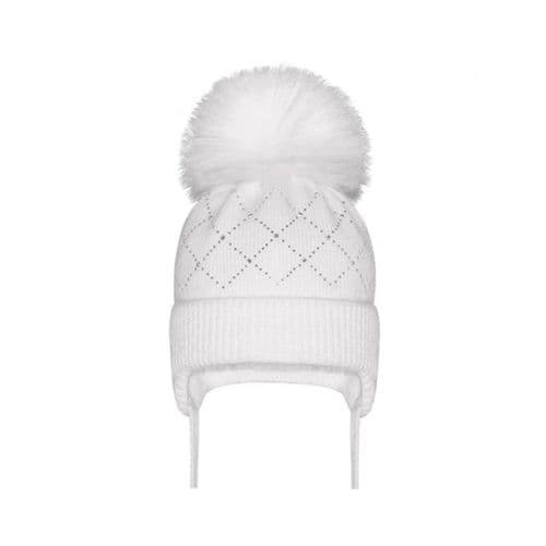 Large Pom Diamond Pattern Diamante Tie Hat