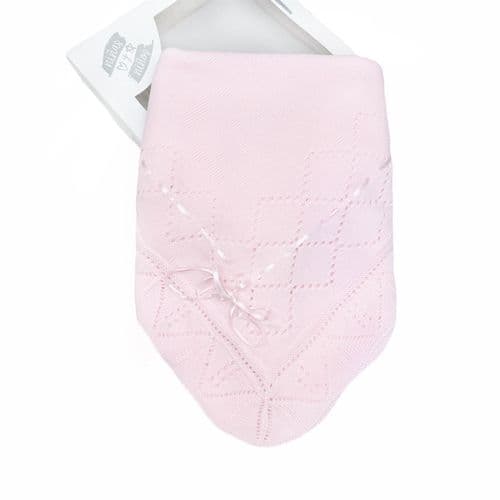 Nina Y Nino Spanish Pink Square Knit Ribbon Shawl "8434 P"