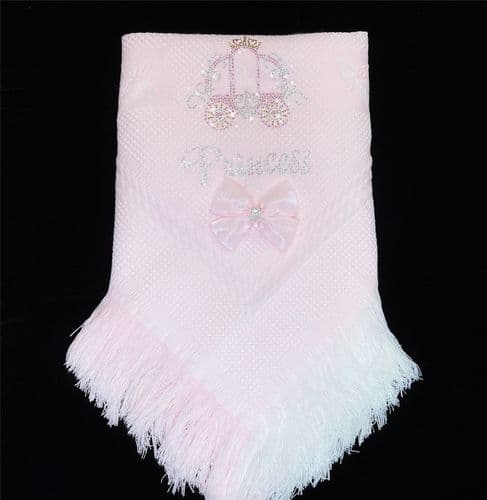 Pink Soft Shawl with Diamante Pattern Detached Bow "Pink Carriage"
