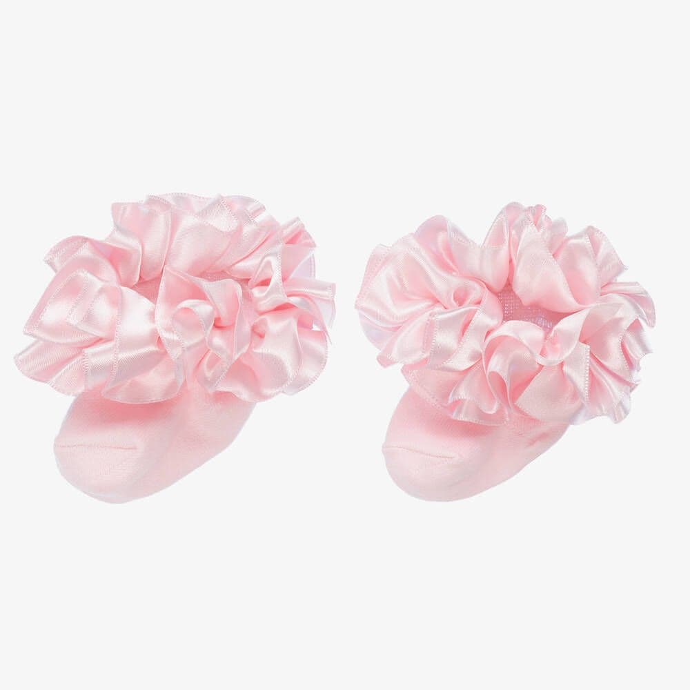 Pink Spanish Ruffled Ribbon Socks "049 Pink"
