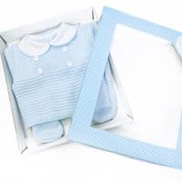 SARDON Baby Boy Blue Knitted Button Pram Suit