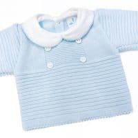 SARDON Baby Boy Blue Knitted Button Pram Suit