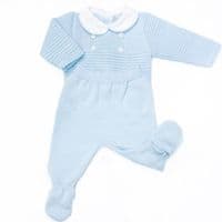 SARDON Baby Boy Blue Knitted Button Pram Suit