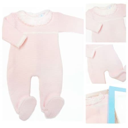 SARDON Baby Girl Light Pink Knitted Collar Bodysuit