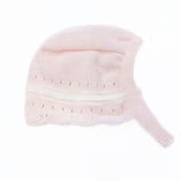 SARDON Baby Girl Pink Knitted Pom Pram Suit with Bonnet