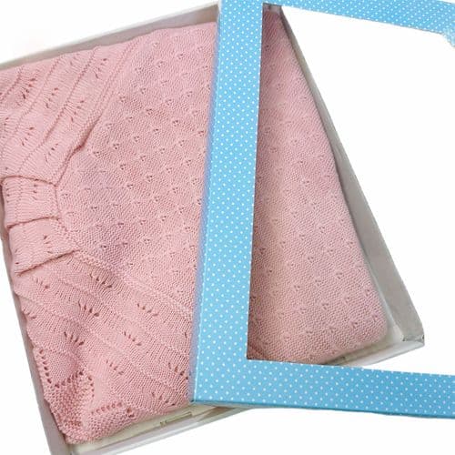Sardon Baby Girl Spanish Dusty Pink Knitted Shawl "023AM 864 DP"