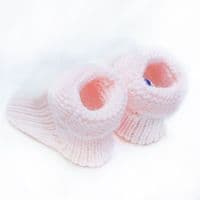 SARDON Pink Baby Crouchet Booties with Pom