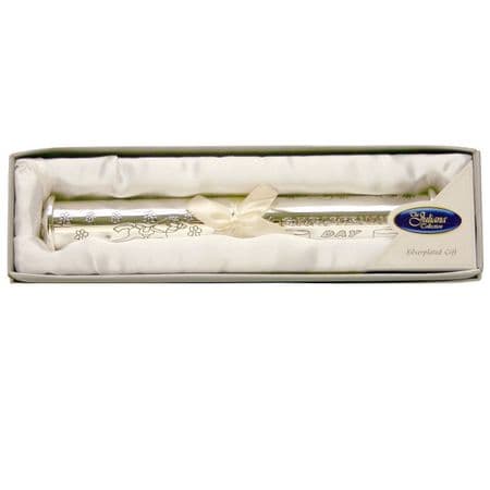 Silver Plate Christening Certificate Holder/Engrave Ready