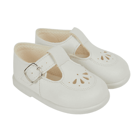 Unisex Matt T-Bar & Punch Detail Hard Sole Shoes 