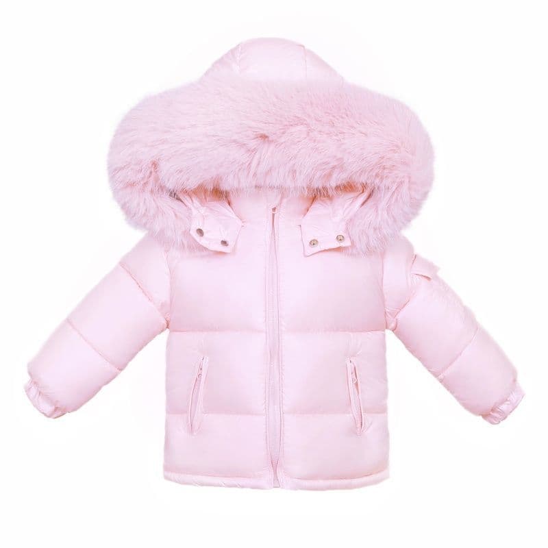 Wee Me Baby Girl Pink Puffer Coat with Faux Fur Hood "MYD409P"