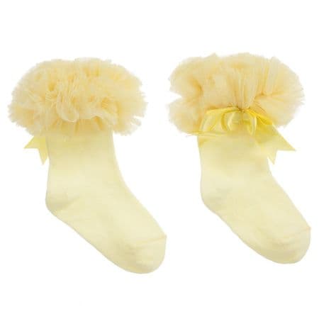 Yellow Spanish Tutu Frilly Ankle Socks 